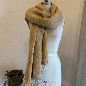 Women’s One Size Mustard Thick Cozy Fringe Scarf
